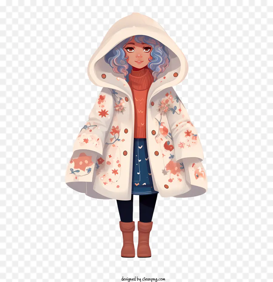 Invierno Niña，Sudadera Con Capucha PNG