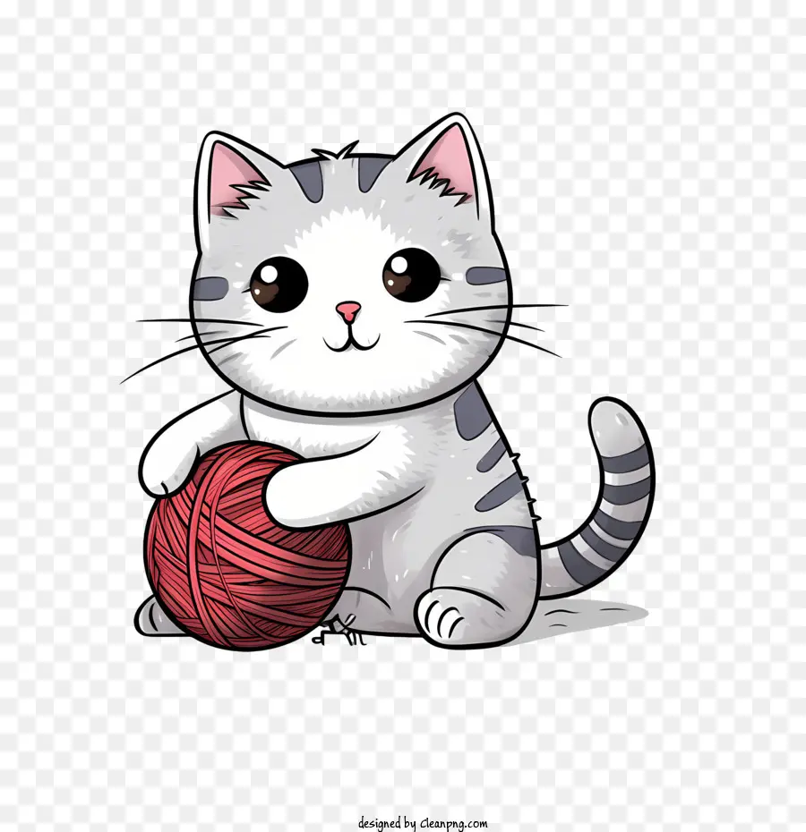 Gato Jugando Bola De Hilo，Lindo Gato PNG