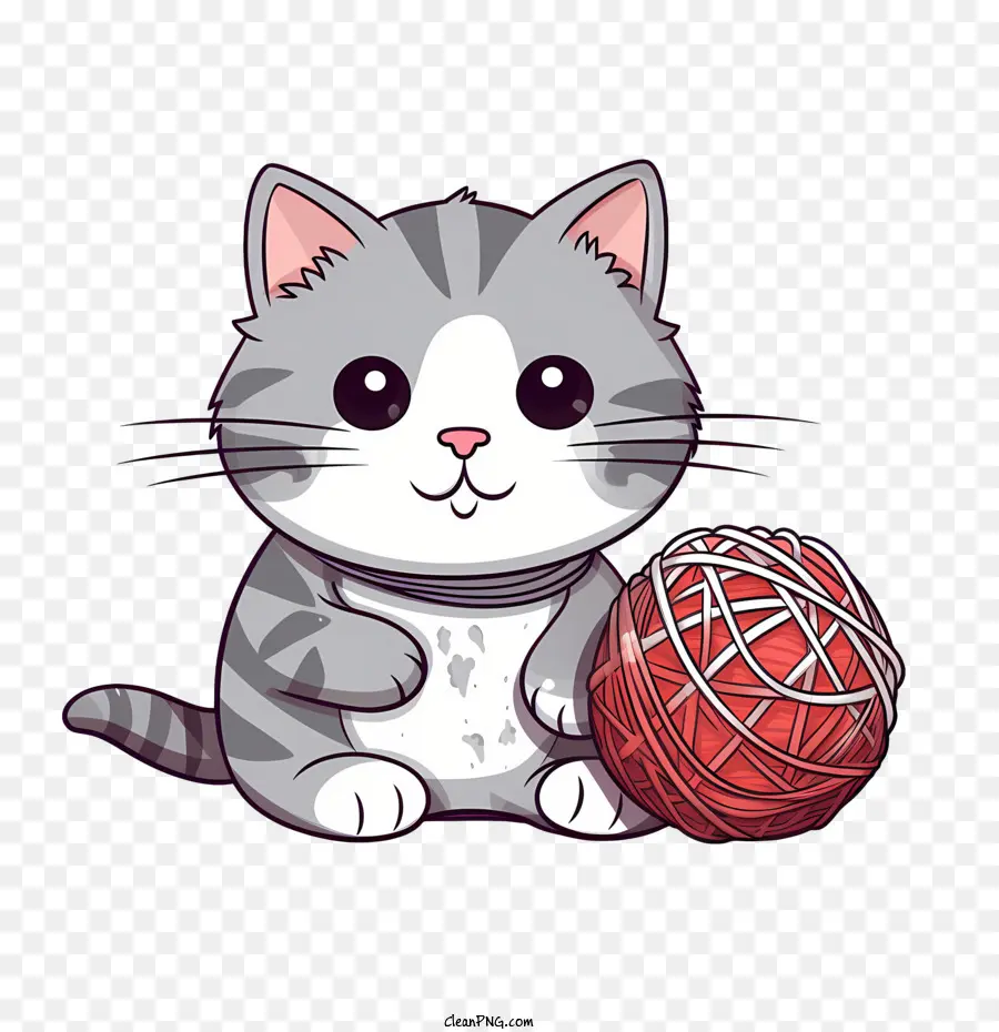 Gato Jugando Bola De Hilo，Lindo Gato PNG