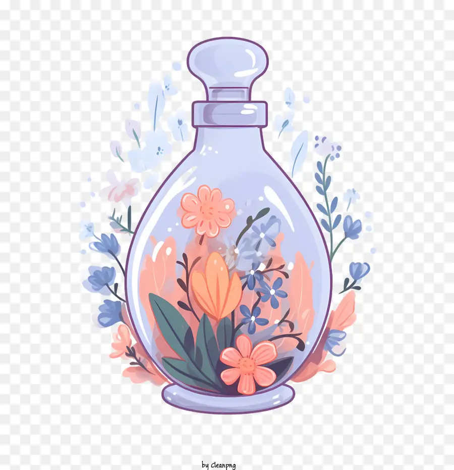 Botella De Perfume，Flores PNG