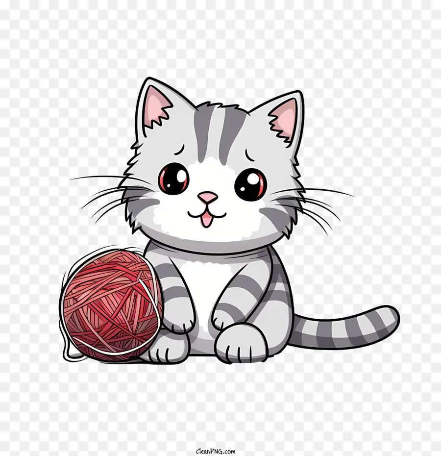 Gato Jugando Bola De Hilo，Gato PNG