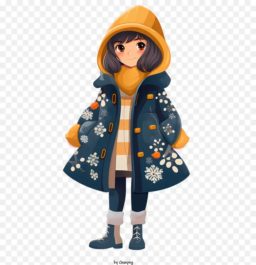 Invierno Niña，Abrigo Con Capucha PNG