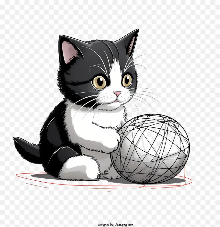 Gato Jugando Bola De Hilo，Gatito PNG