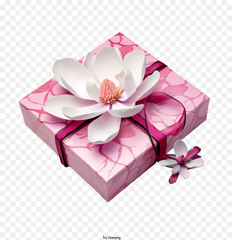 Caja De Regalo Rosa，Flor PNG