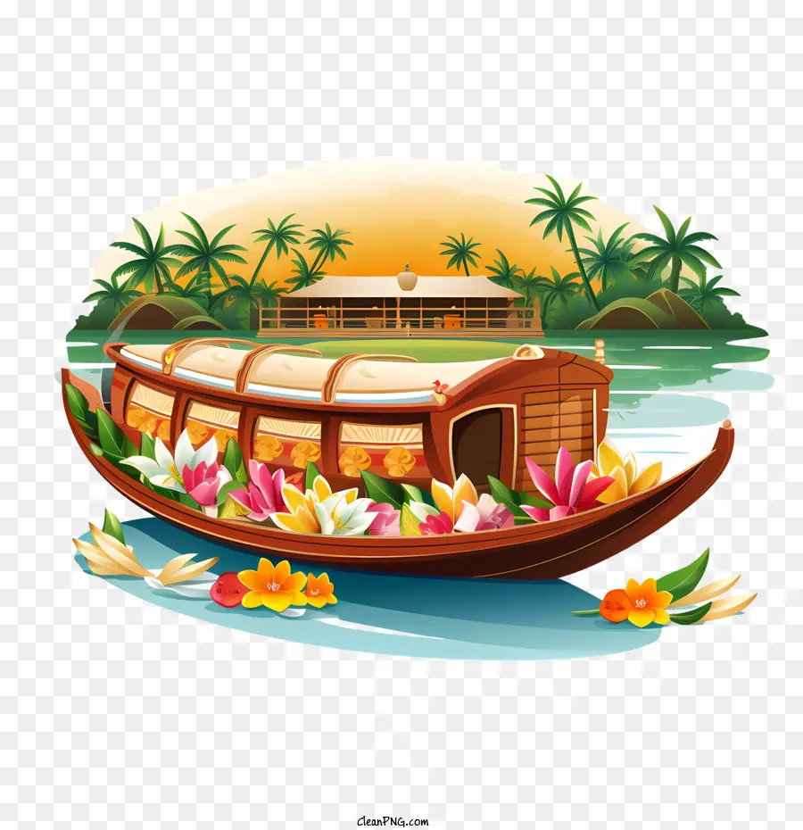 Barco Onam，Casa Flotante PNG