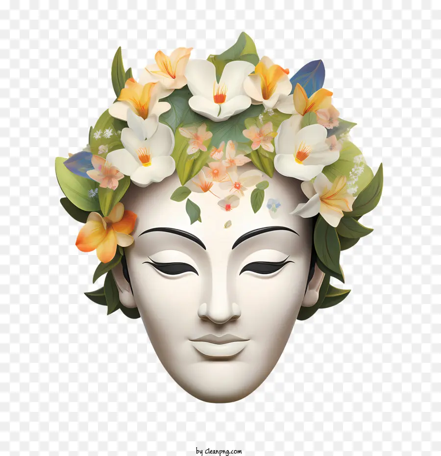 Cara Abstracta，Máscara De Flores PNG