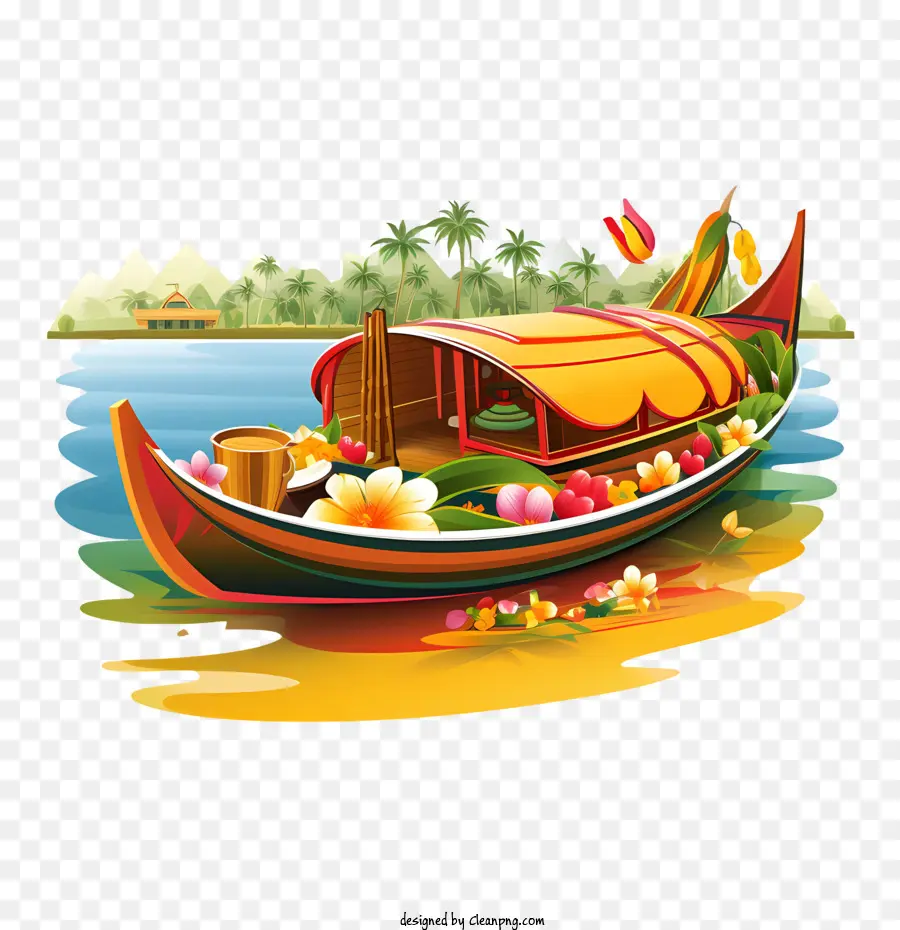 Barco Onam，Barco Colorido PNG