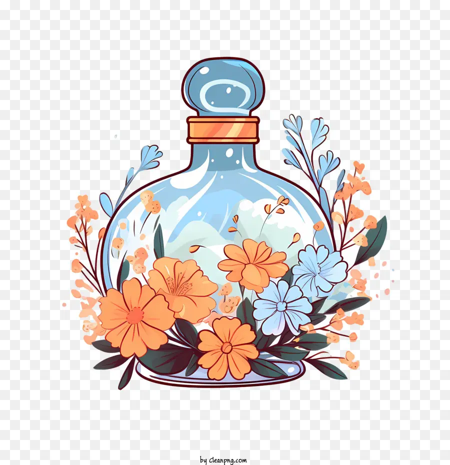 Botella De Perfume，Botella De Flores PNG