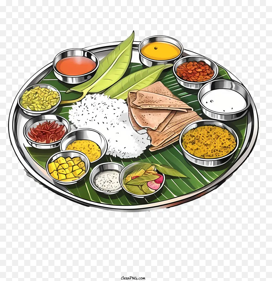 Comida Onam Sadya，Thali Indio PNG