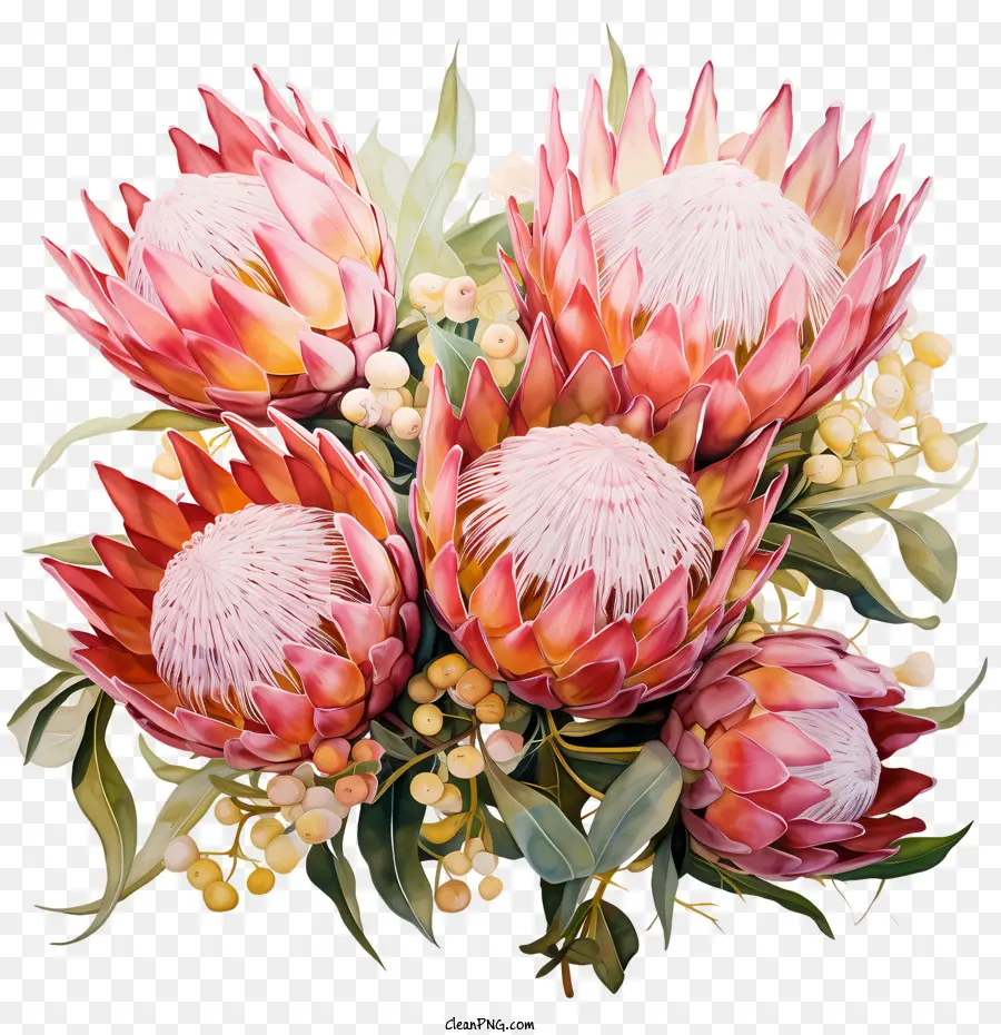 Protea Flor，Flores PNG