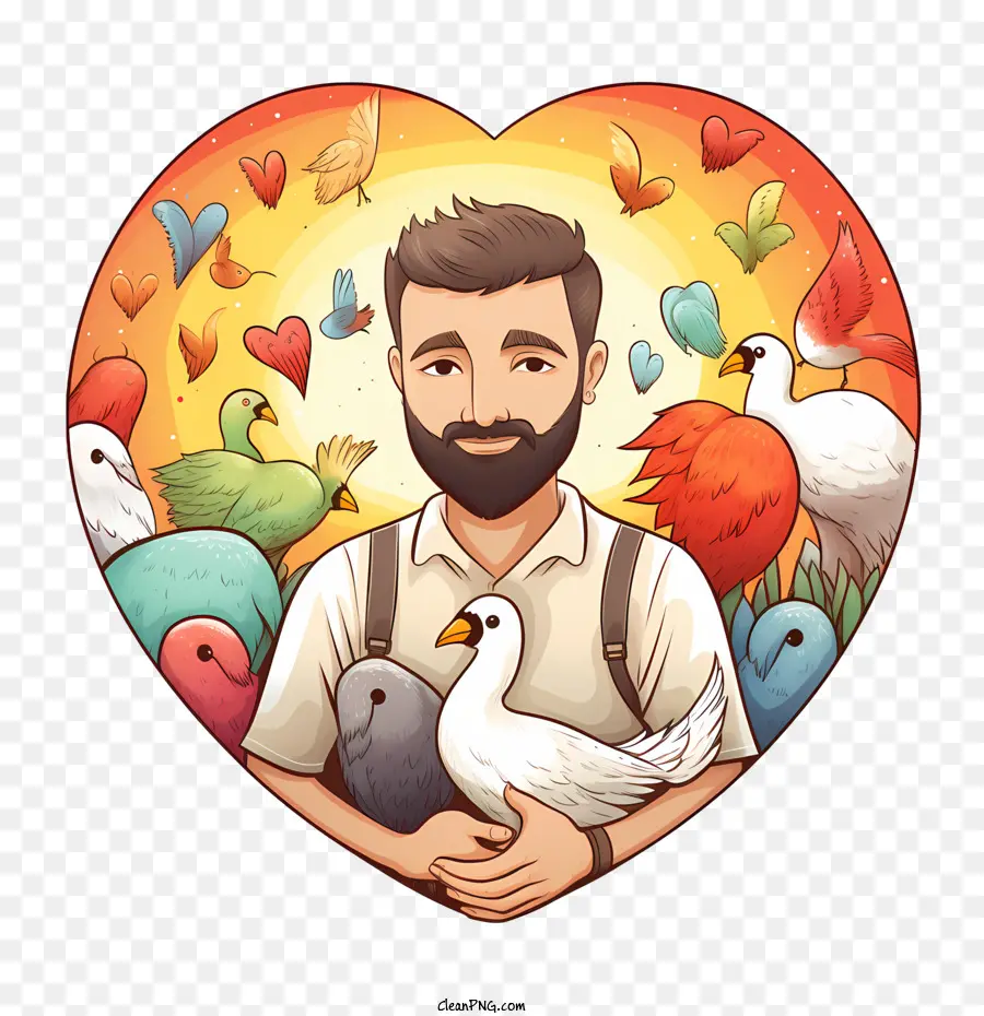 Día Mundial De La Bondad，Hombre Con Pájaros PNG