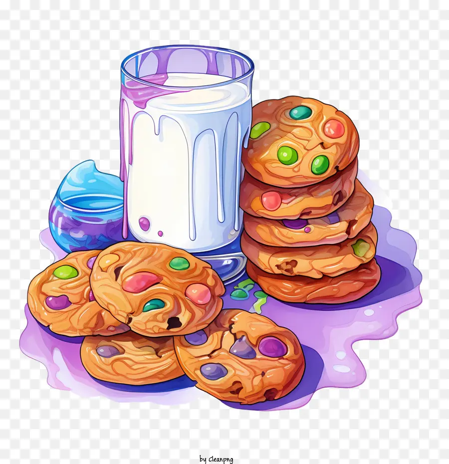 Galletas Y Leche，Galletas Con Chispas De Chocolate PNG