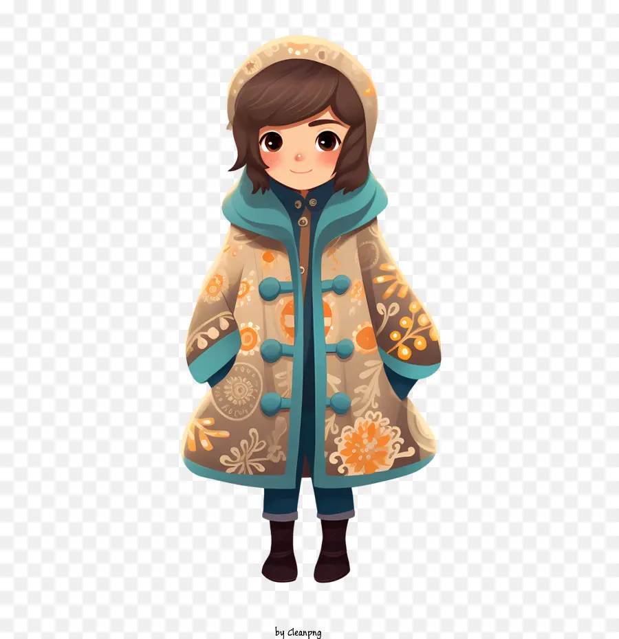 Invierno Niña，Abrigo PNG