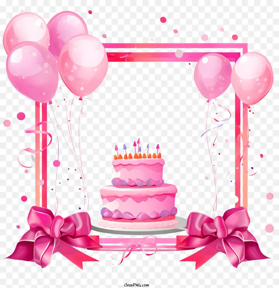 Marco De Cumpleaños，Pastel De Cumpleaños Rosa PNG