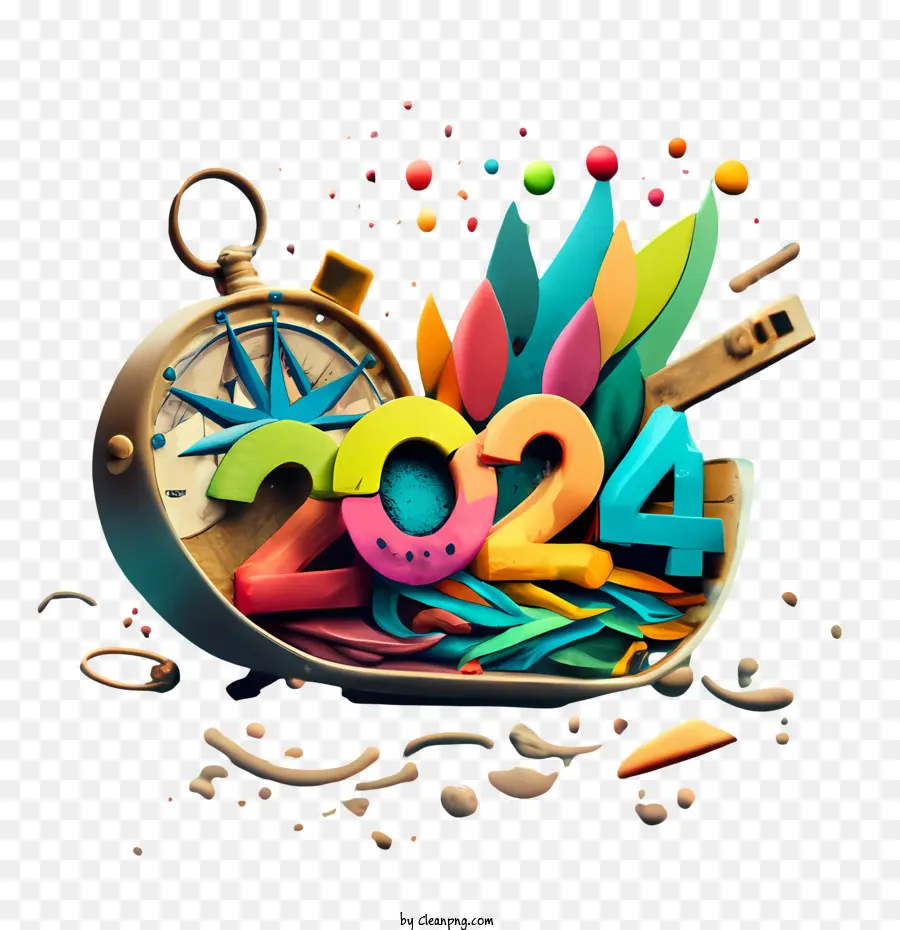 2024 Año Nuevo，Feliz Año Nuevo PNG
