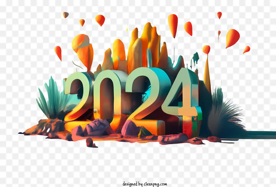 2024 Año Nuevo，Abstracto PNG