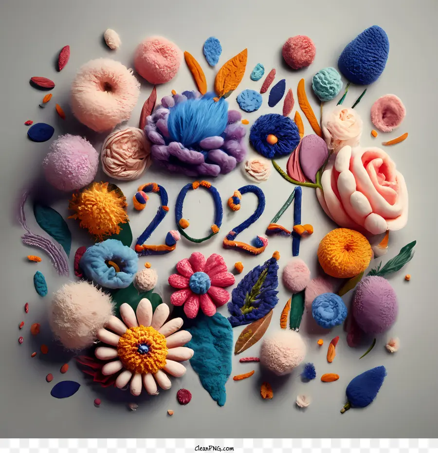 2024 Año Nuevo，Flor PNG