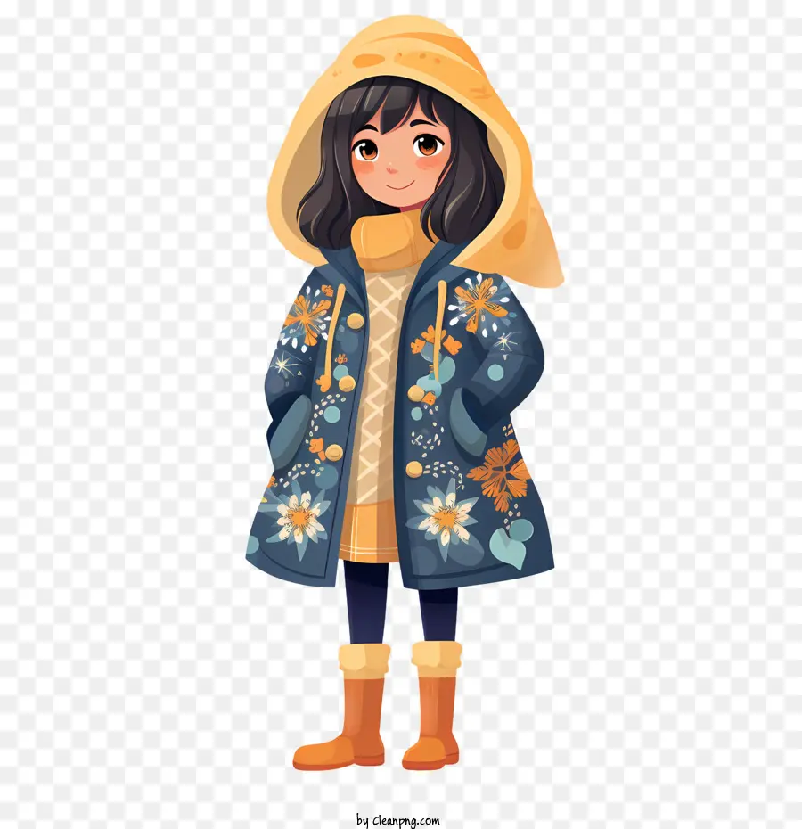 Chica De Invierno，Chica En Abrigo De Invierno PNG