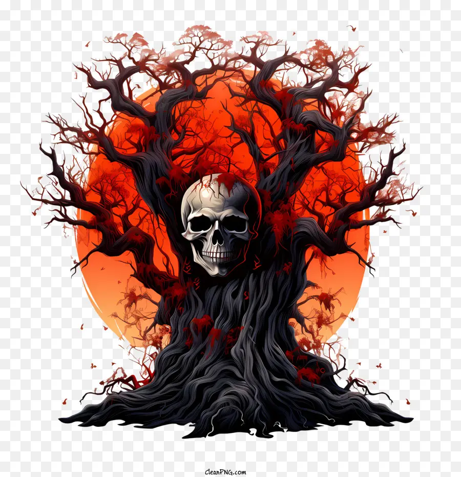 árbol De Halloween，Esqueleto PNG