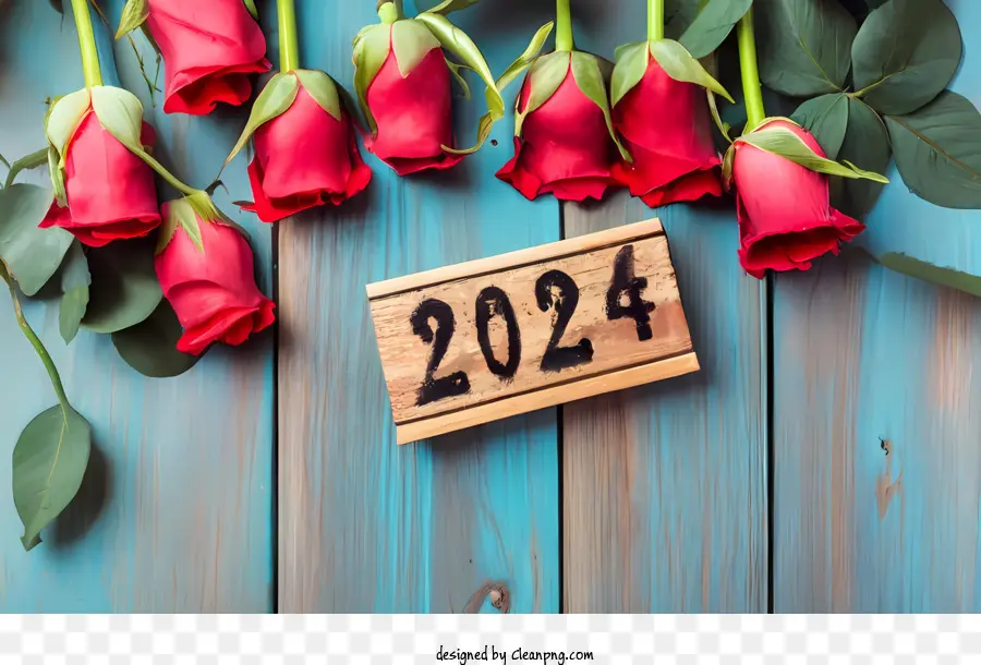 2024 Año Nuevo，Rosas Y 2024 PNG