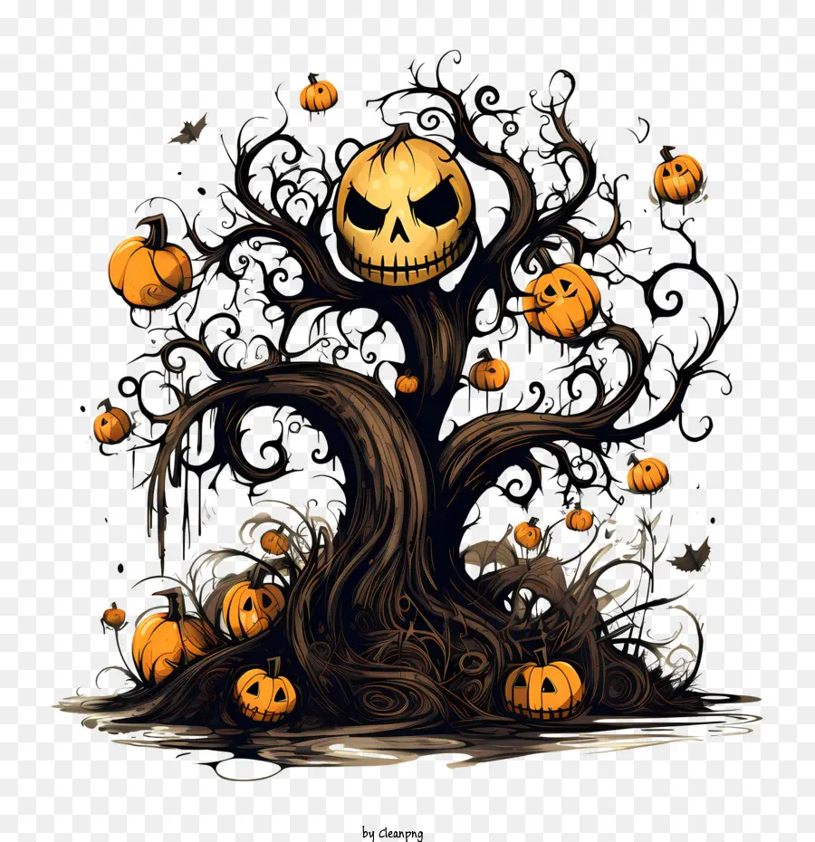 árbol De Halloween，Calabazas PNG