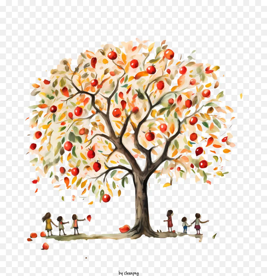 árbol De Manzana，Hojas De Otoño PNG