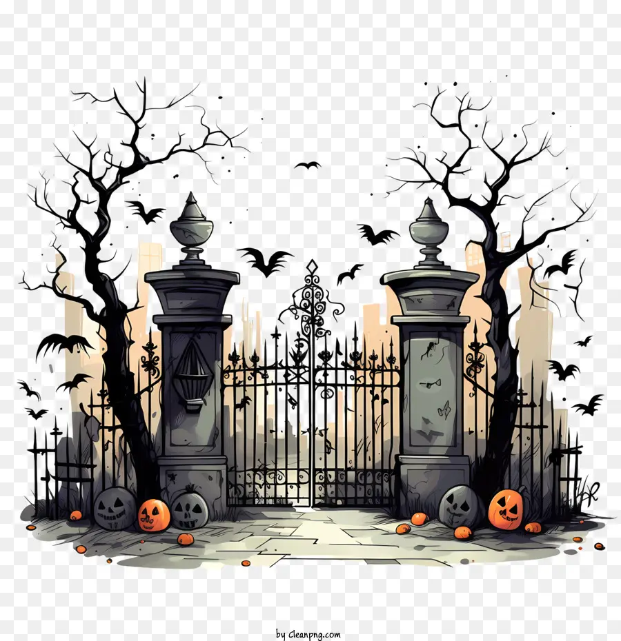 Cementerio De Halloween，Entrada Cerrada PNG