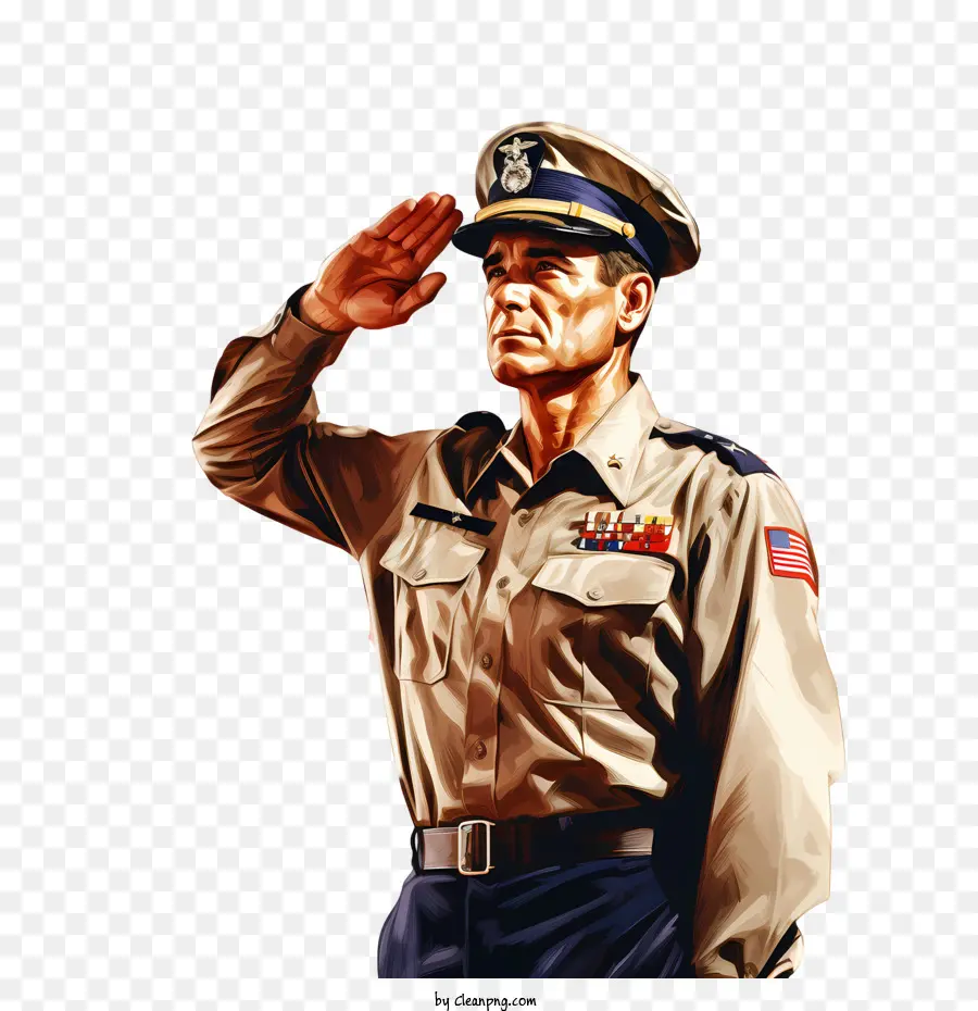 Dia De Los Veteranos，Soldado Saludando PNG