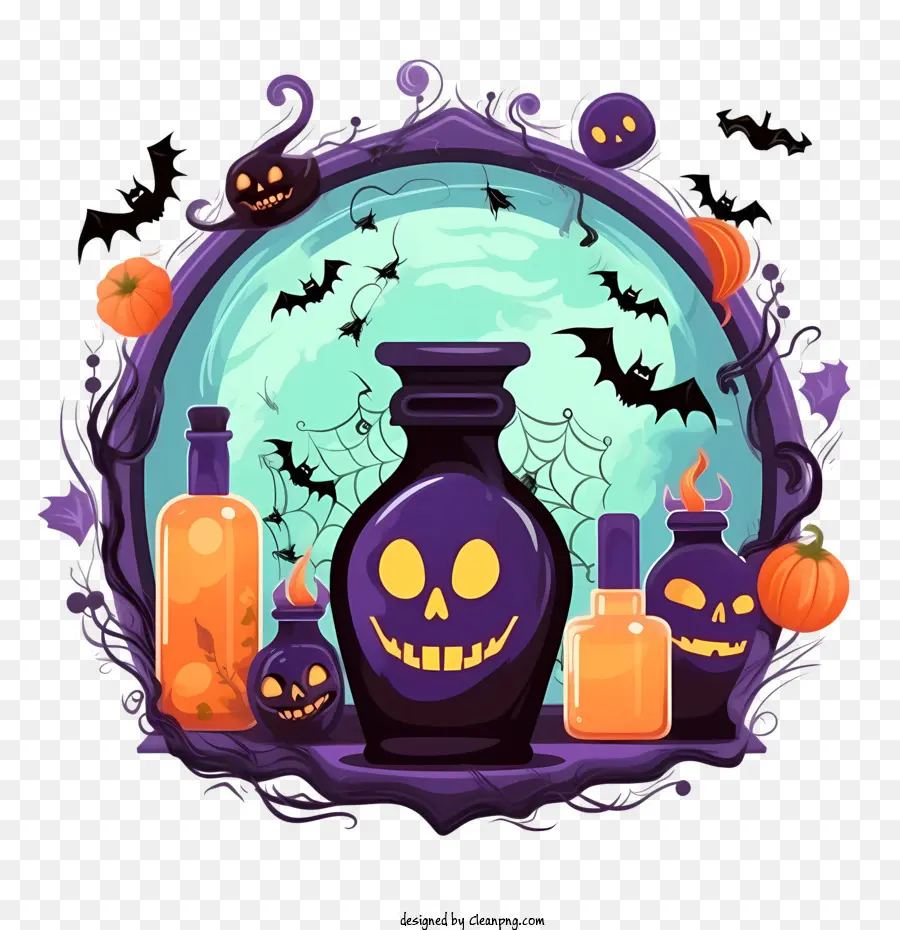 Marco De Halloween，Botellas De Halloween PNG