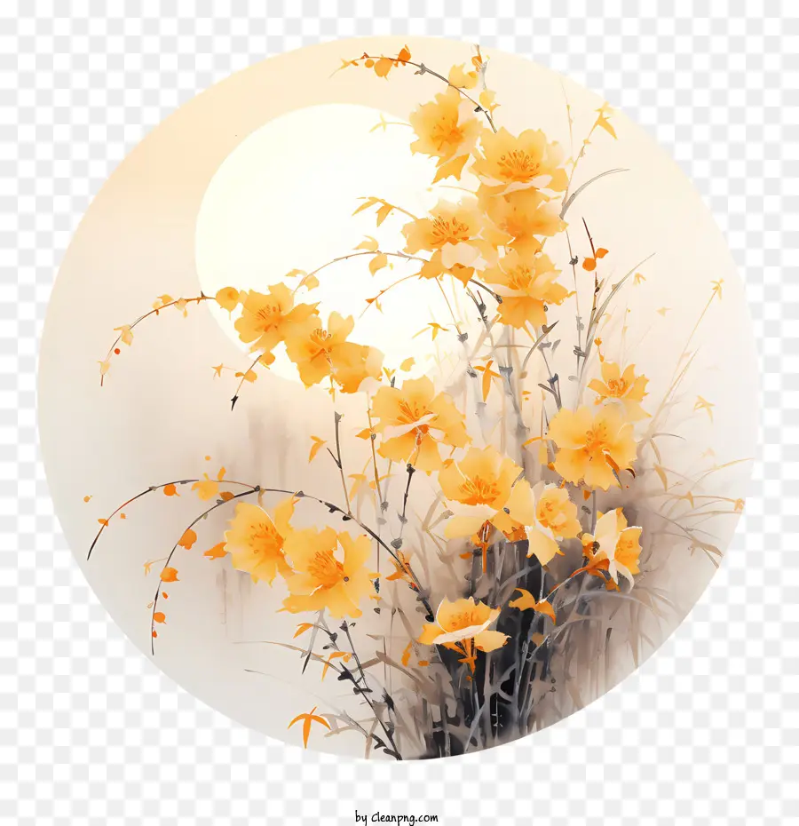 A Mediados De Otoño，Flores De Luna PNG