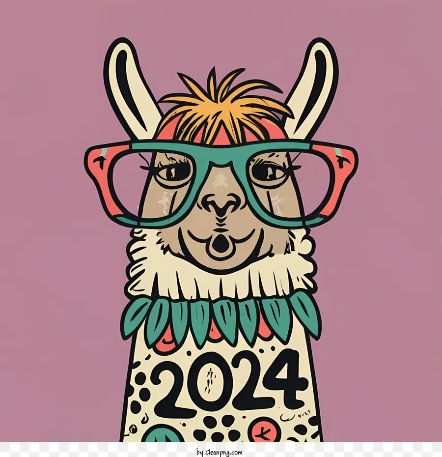 2024 Feliz Año Nuevo，Llama PNG