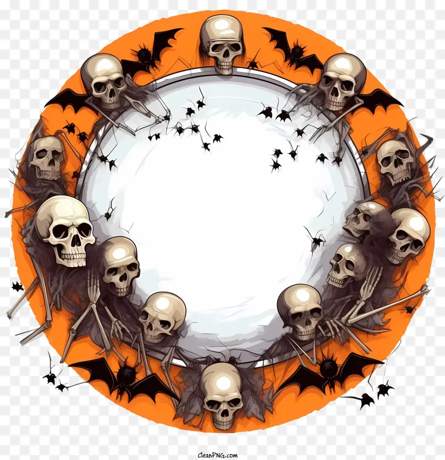 Marco De Halloween，Corona De Calavera PNG