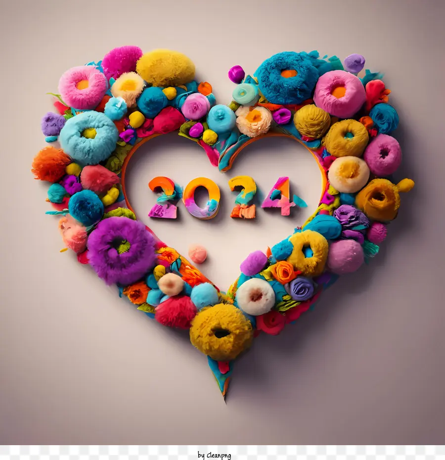 2024 Feliz Año Nuevo，Corazón PNG