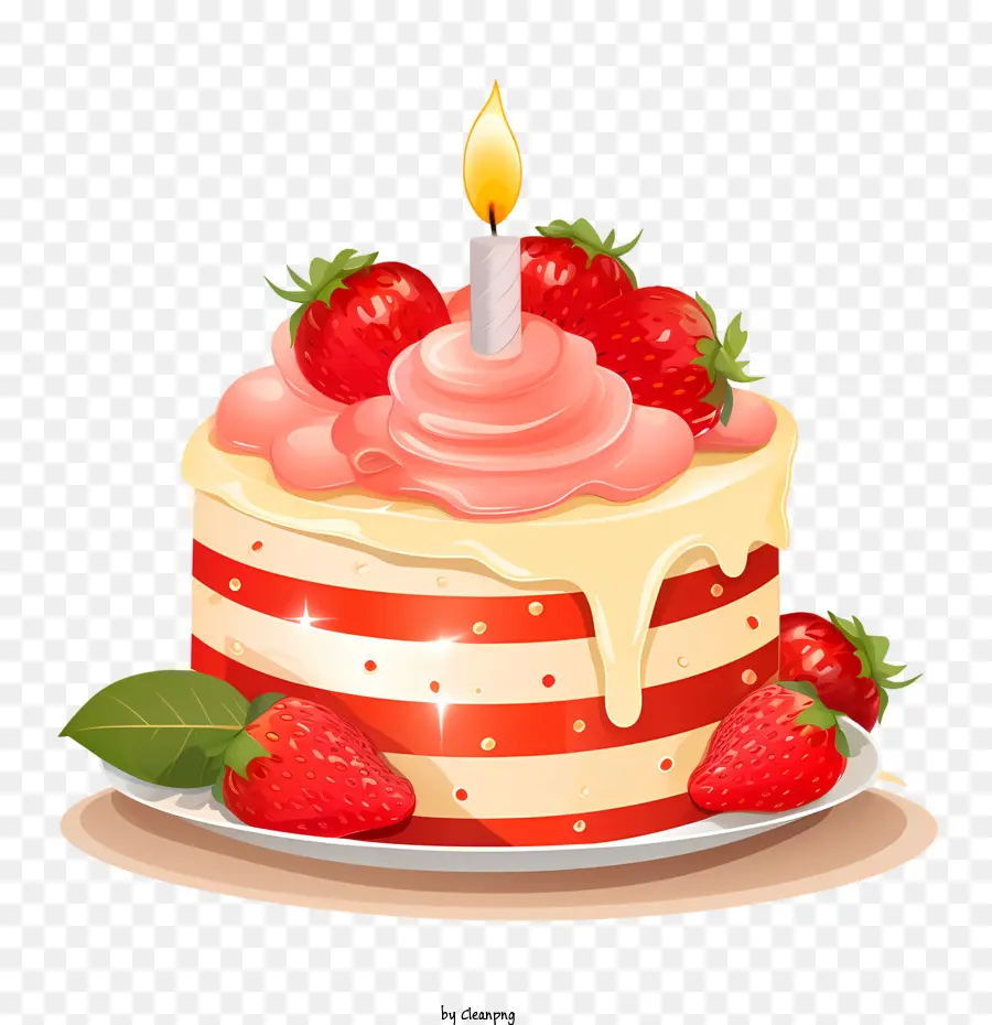 Pastel De Cumpleaños，Fresas PNG