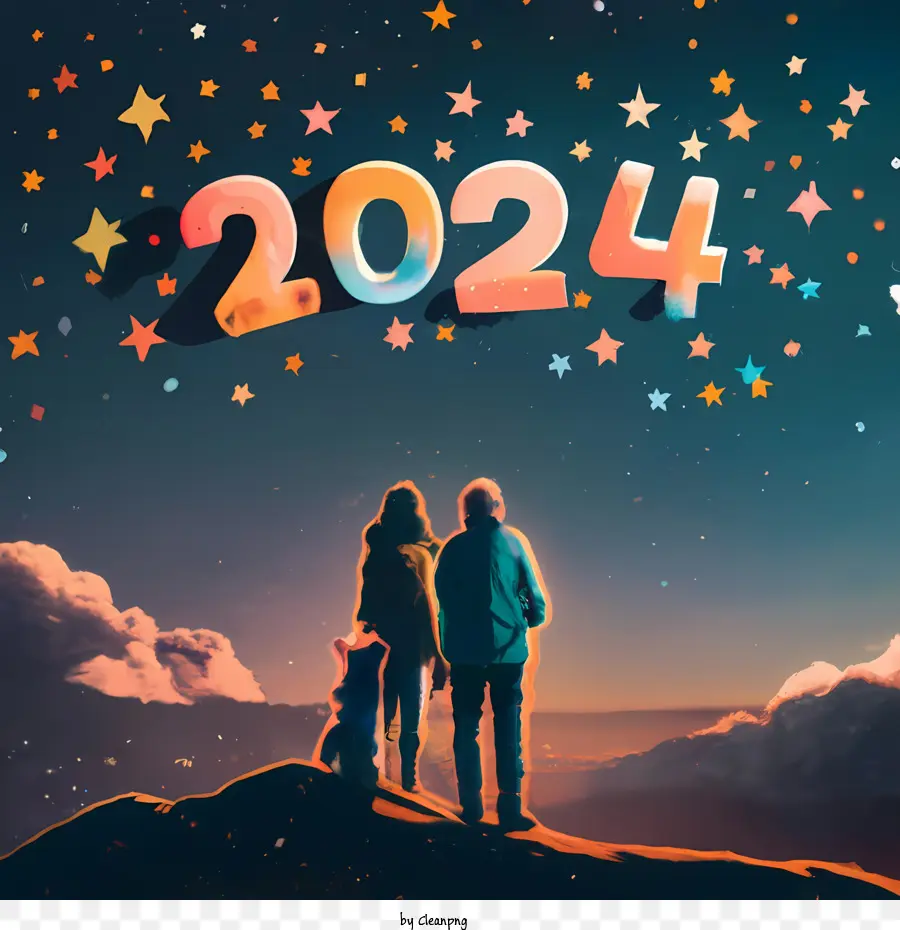 2024 Feliz Año Nuevo，2024 PNG