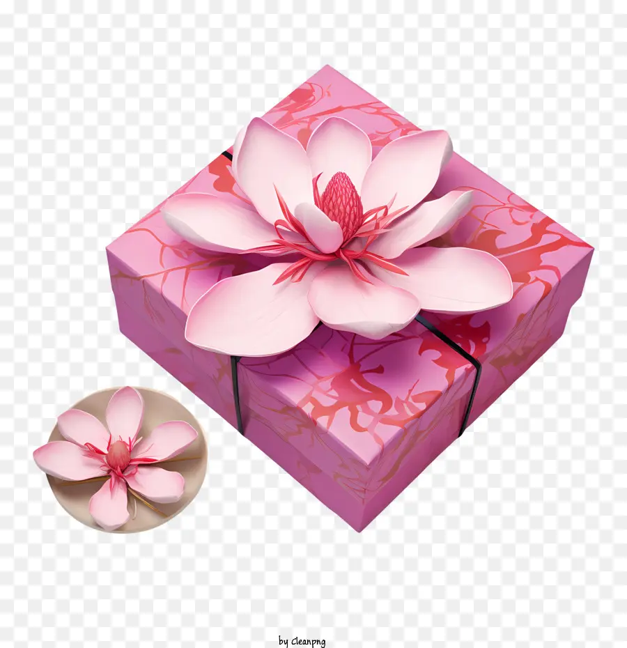 Caja De Regalo Rosa，Flor PNG