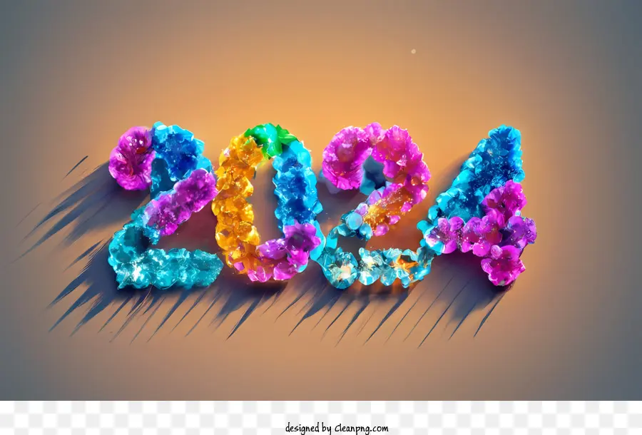 2024 Feliz Año Nuevo，Flores PNG