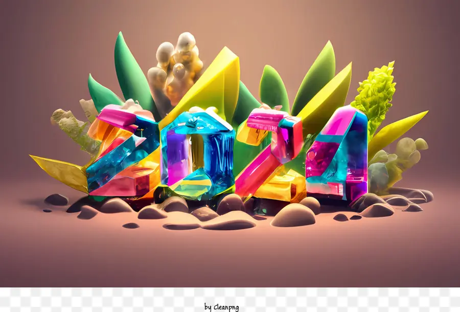 2024 Feliz Año Nuevo，Colorido PNG