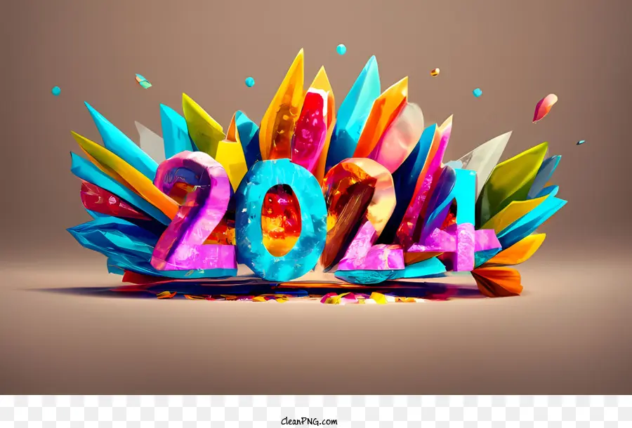 2024 Feliz Año Nuevo，Render 3d PNG