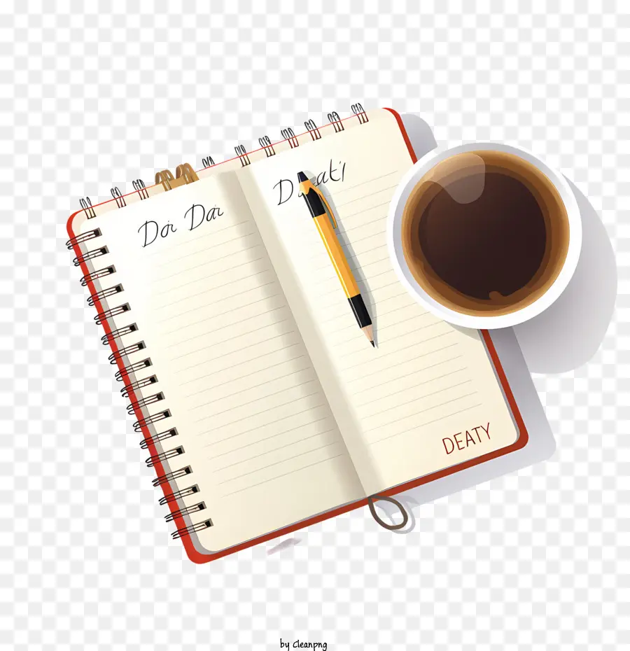 Querido Diario Día，Cuaderno Y Café PNG