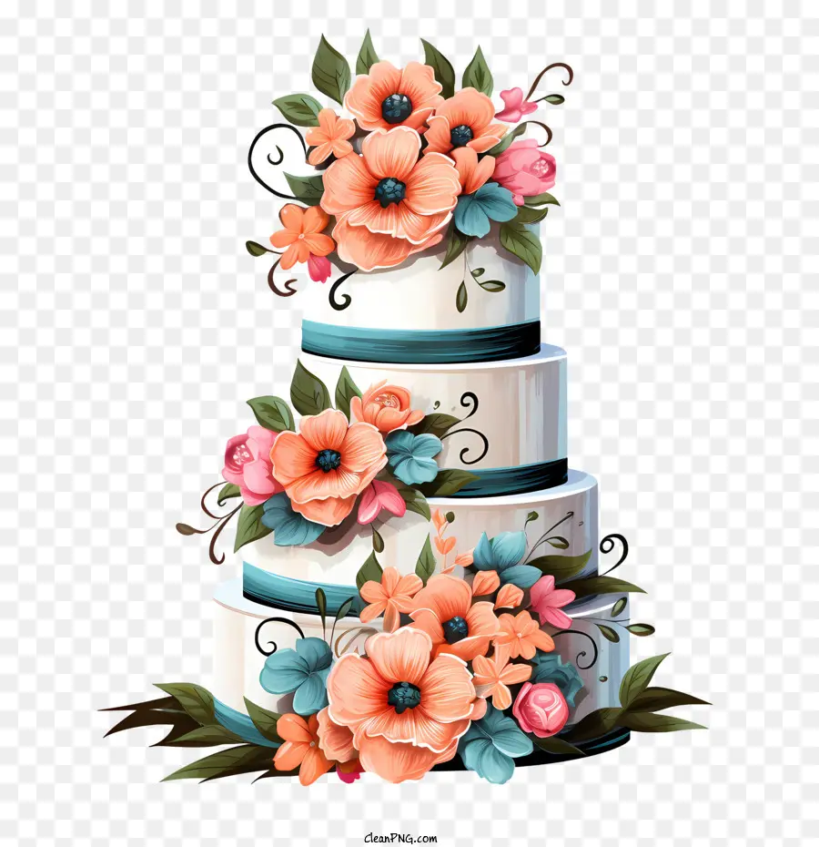 Pastel De Boda，Torta De Flores PNG