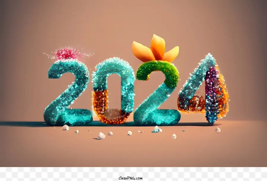 2024 Feliz Año Nuevo，Render 3d PNG