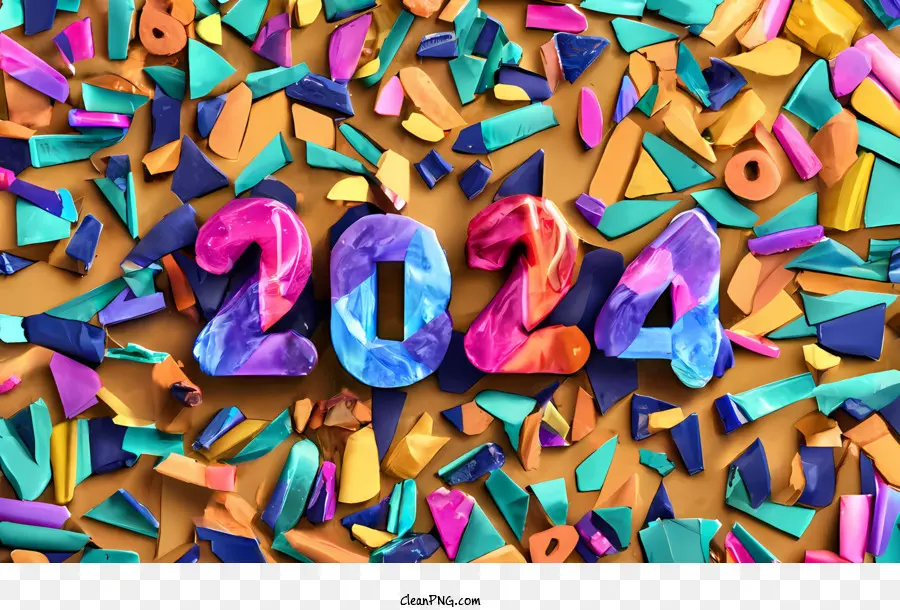 2024 Feliz Año Nuevo，Colorido PNG