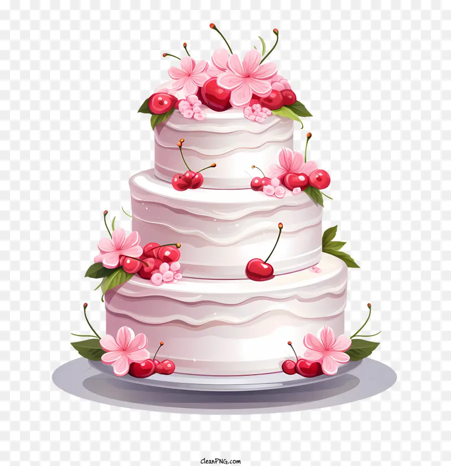 Pastel De Boda，Flores De Color Rosa PNG