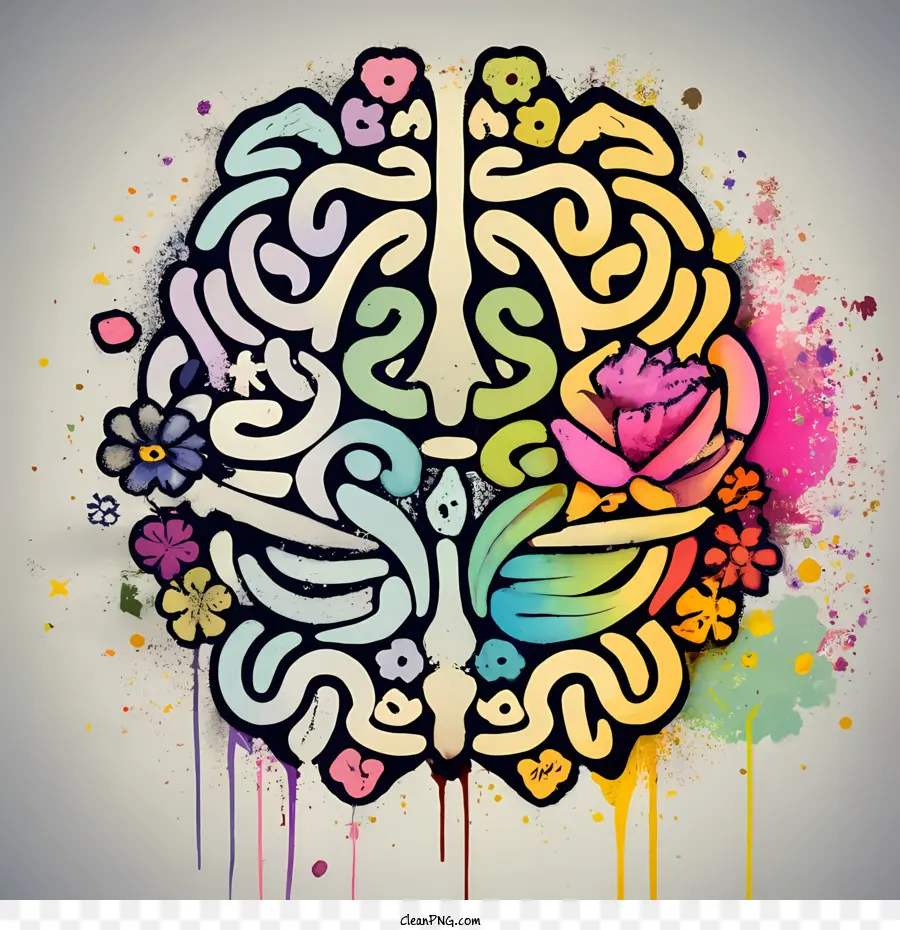 Día Mundial De La Salud Mental，Cerebro De Flor PNG