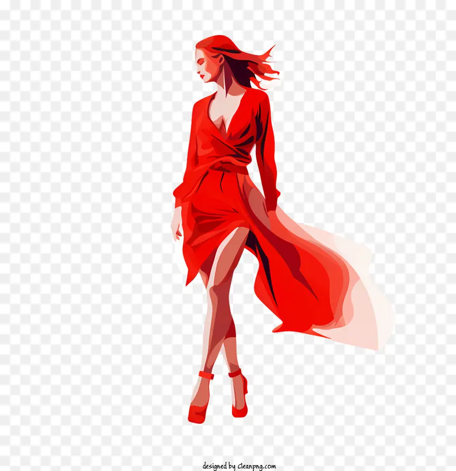 Día Nacional De Vestir De Rojo，Mujer En Vestido Rojo PNG