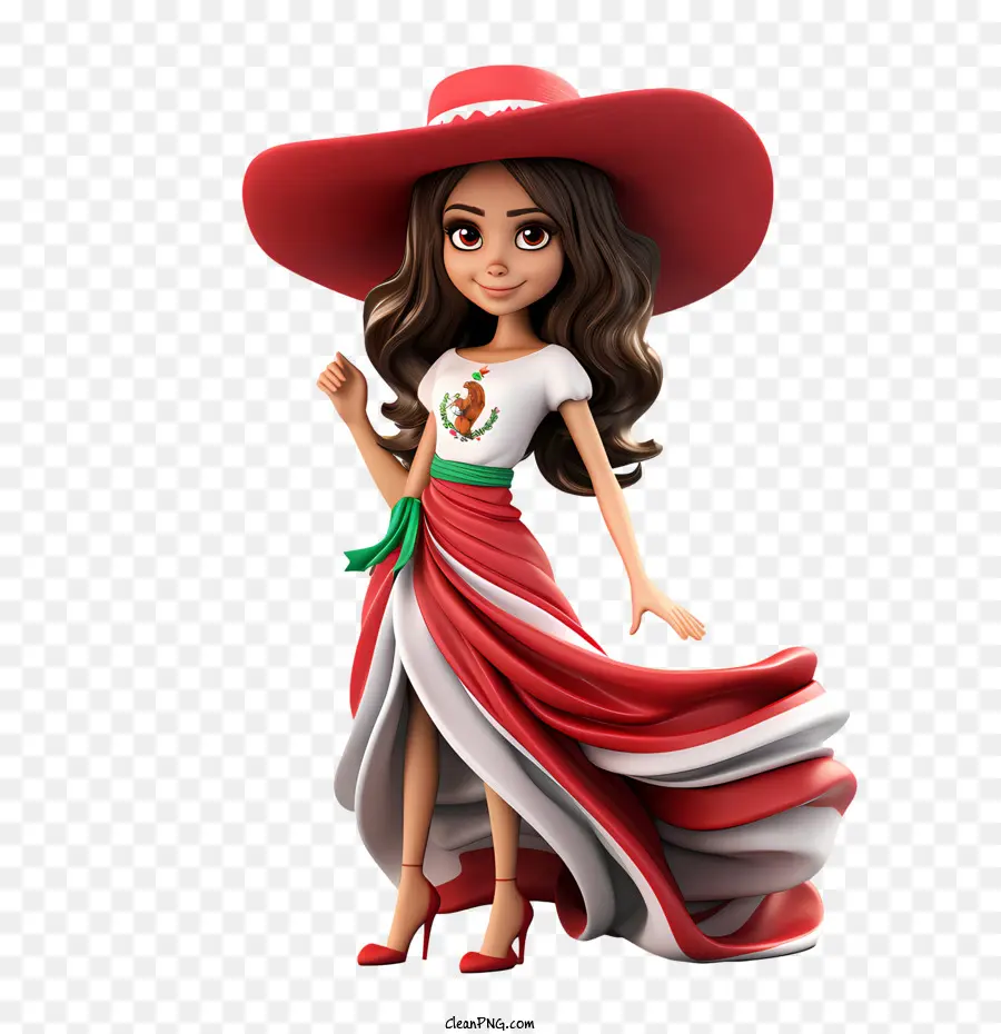 Día De La Independencia De México，Chica Con Traje Tradicional PNG