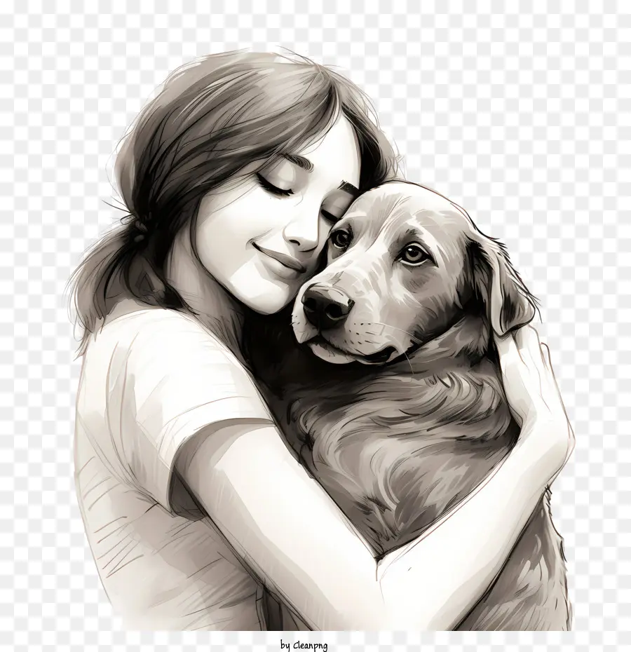 Abraza El Día De Tu Perro，Niña Abrazando Perro PNG