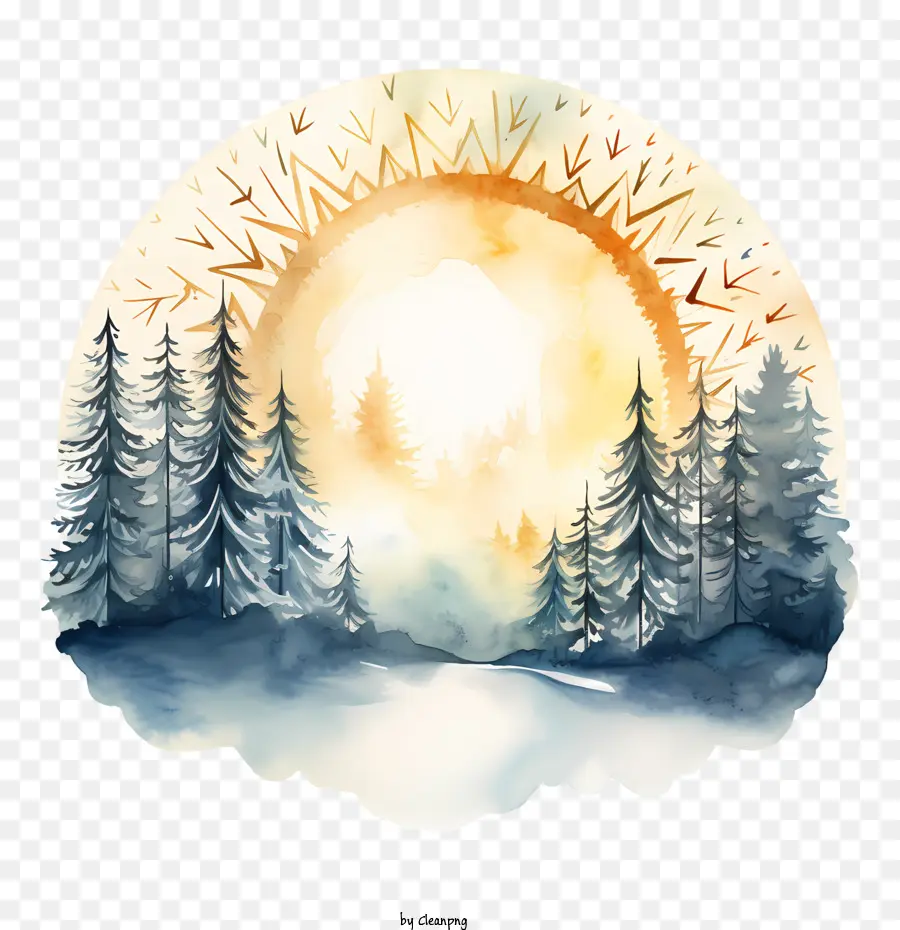 Solsticio De Diciembre，Atardecer PNG