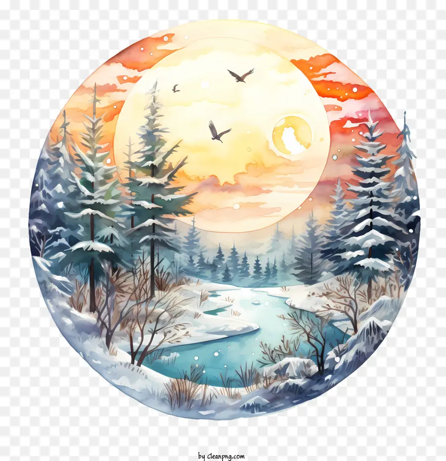 Solsticio De Diciembre，Paisaje De Invierno PNG